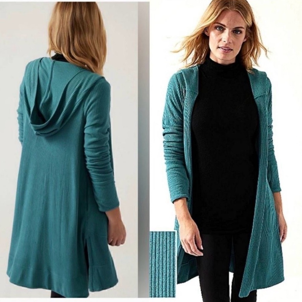 Athleta Harmony Wrap Sweater Borealis Green XS Soft Minimalist Athleisure